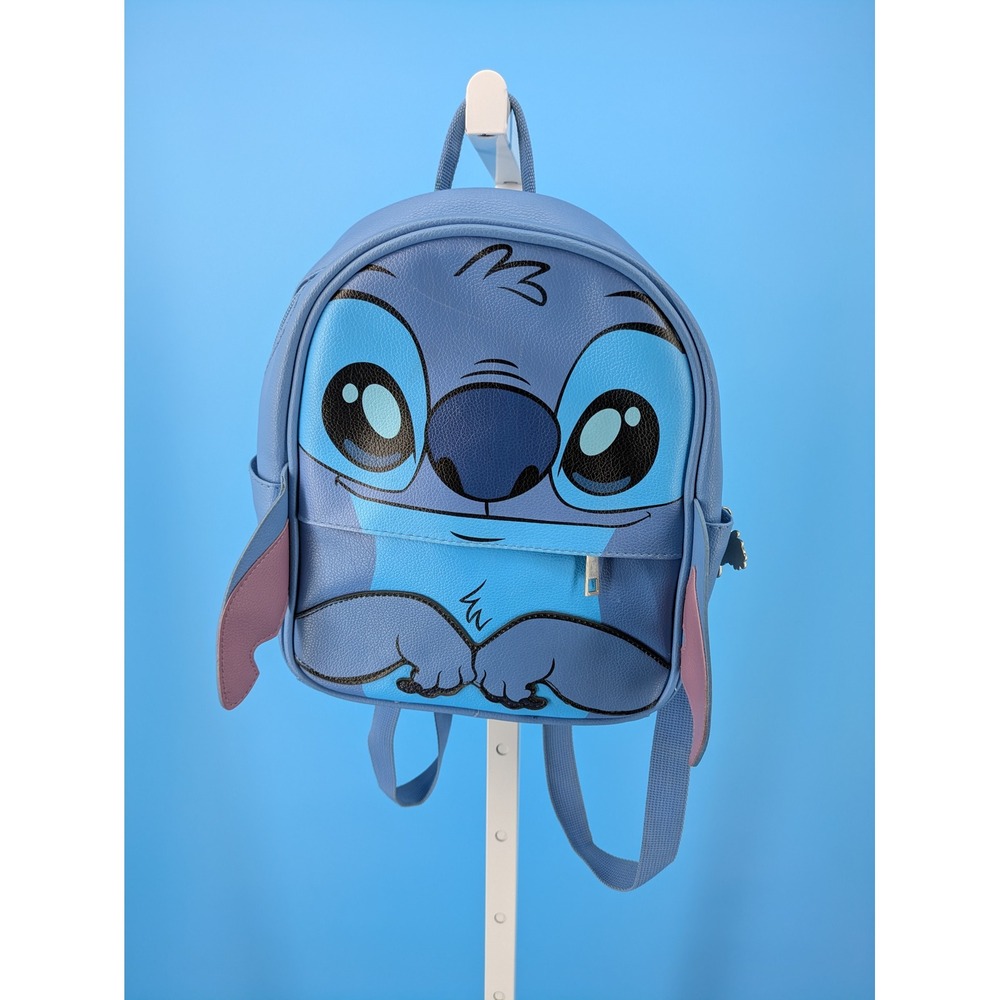 Disney Lilo & Stitch Mini Backpack Blue Faux Leather‎ Scrump Charm Park Bag Flaw